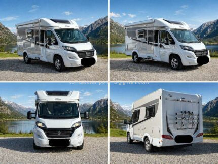 CENA : 18000€ , CARADO T 135 – FIAT 2.3 DIESEL 130 KM – MANUAL – 2018 – 44 500 KM – 5,98 M – LITHIUM – 4 MIEJSCA / 3 MIEJSCA DO SPANIA – PRAWO JAZDY KAT. B – BAGAŻNIK ROWEROWY